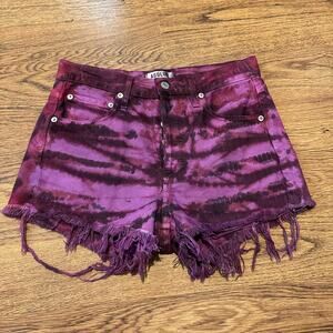 Agolde Pink Purple Raw Hem Denim Shorts size 23 100% cotton